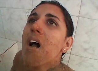 Eating and swallowing directly from her butthole